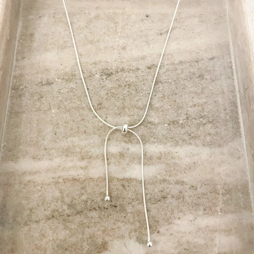 925 Sterling Silver Dainty Knot Necklace Tie Necklace Minimalist Bead Necklace